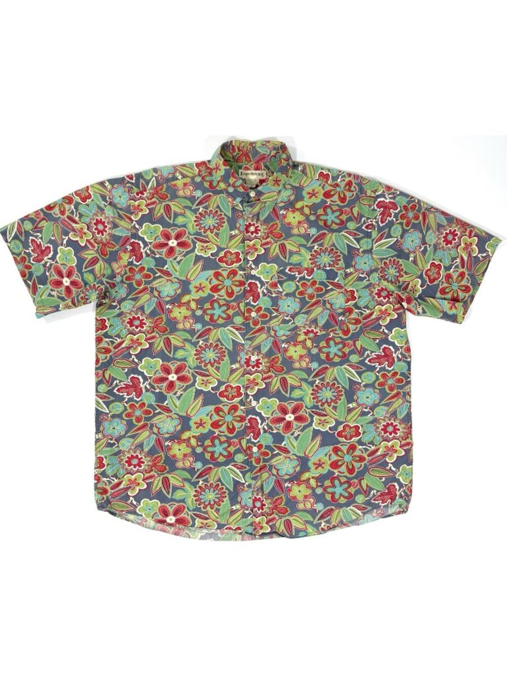 Vintage Banana Republic Mens Hawaiian Floral Shirt Size Large Hong Kong Cotton